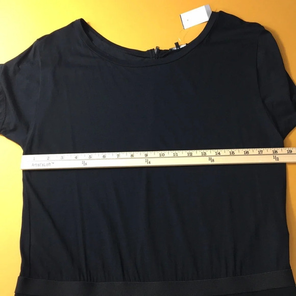 Theory Black Dress Short Sleeve Dropped Waist - Picture 10 of 11